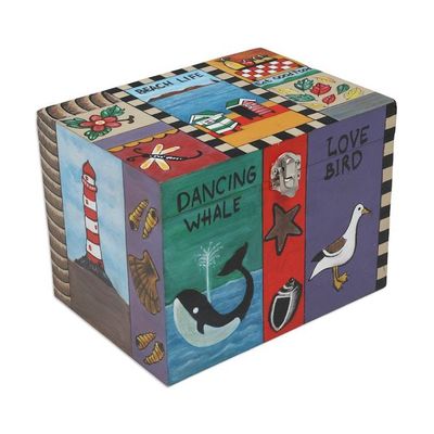 Alternate image for Hand-Painted Wood Decorative with Box Toggle Latch Closure Coastal Life