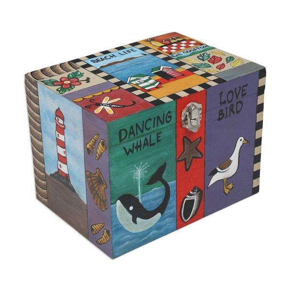 Alternate image for Hand-Painted Wood Decorative with Box Toggle Latch Closure Coastal Life