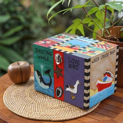 Alternate image for Hand-Painted Wood Decorative with Box Toggle Latch Closure Coastal Life