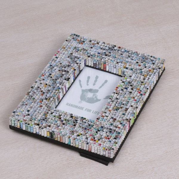 Alternate image for Recycled Paper Multicolored Photo Frame from Bali 3x5 Straw Memories