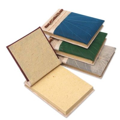Alternate image for Natural Fiber Journals with Rice Paper Set of 4 Doodle a Day