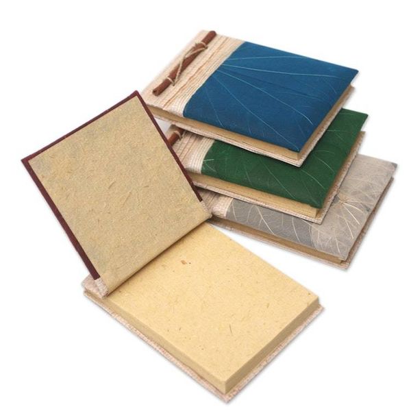 Alternate image for Natural Fiber Journals with Rice Paper Set of 4 Doodle a Day