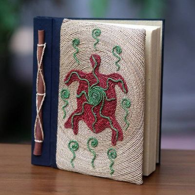 Primary image for Red Turtle Motif Handmade Natural Fiber Blank Journal Red Turtle