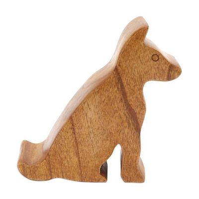 Alternate image for Hand Carved Jempinis Wood Phone Stand Dialing Dog