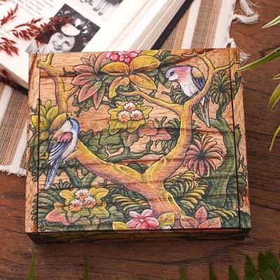 Alternate image for Wood Jewelry Box Tropical Birds
