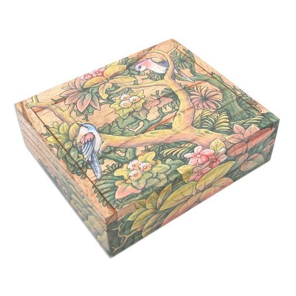 Alternate image for Wood Jewelry Box Tropical Birds