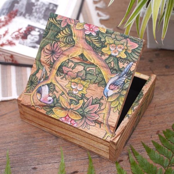 Alternate image for Wood Jewelry Box Tropical Birds
