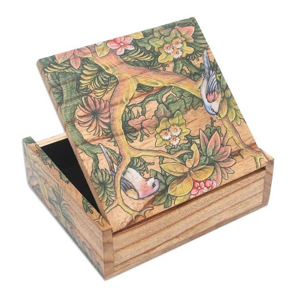 Alternate image for Wood Jewelry Box Tropical Birds