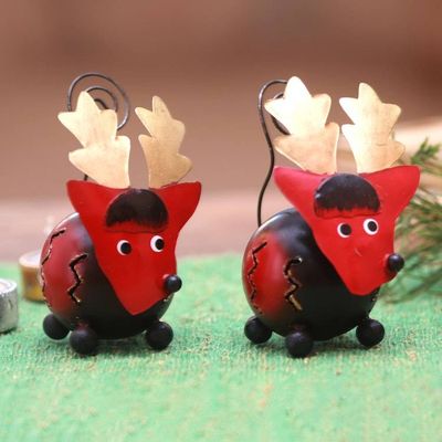 Alternate image for Handcrafted Steel Reindeer Holiday Decor Pair Friendly Reindeer