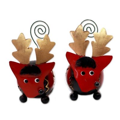 Alternate image for Handcrafted Steel Reindeer Holiday Decor Pair Friendly Reindeer