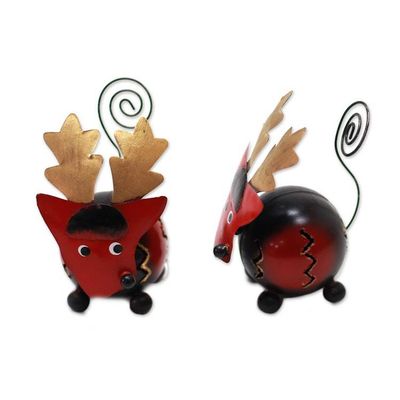 Alternate image for Handcrafted Steel Reindeer Holiday Decor Pair Friendly Reindeer