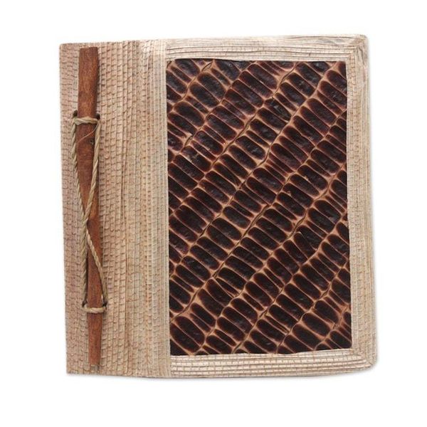 Alternate image for Eco-Friendly Natural Fiber Journal with Rice Straw Paper Brownstone