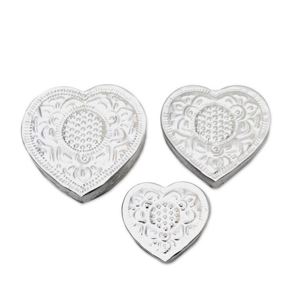 Alternate image for Decorative Aluminum Heart-Shaped Boxes Set of 3 Sparkling Love