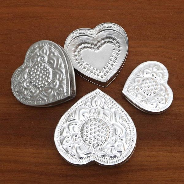 Alternate image for Decorative Aluminum Heart-Shaped Boxes Set of 3 Sparkling Love
