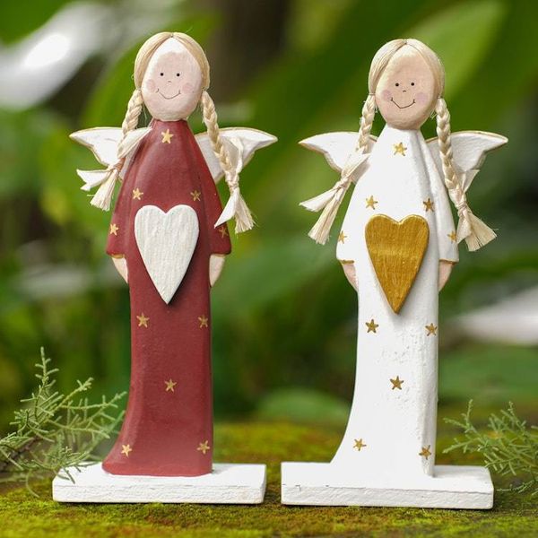 Alternate image for Albesia Wood Holiday Angel Decor Pair Red Messenger