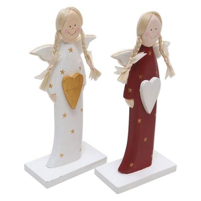 Alternate image for Albesia Wood Holiday Angel Decor Pair Red Messenger