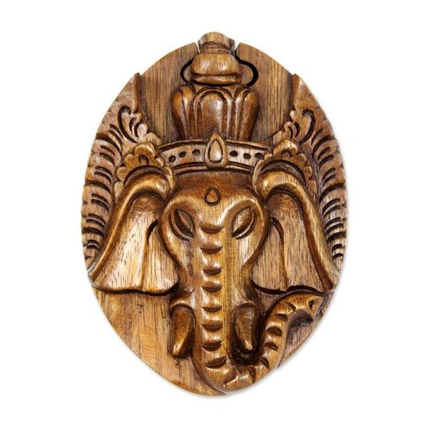 Alternate image for Hand Carved Balinese Wood Puzzle Box Auspicious Ganesha