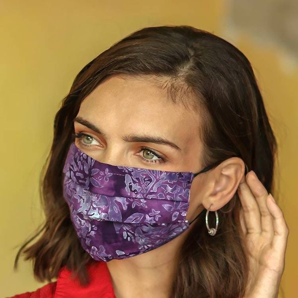 Alternate image for Set of 3 Double Layer Rayon Batik Elastic Loop Face Masks Island Allure