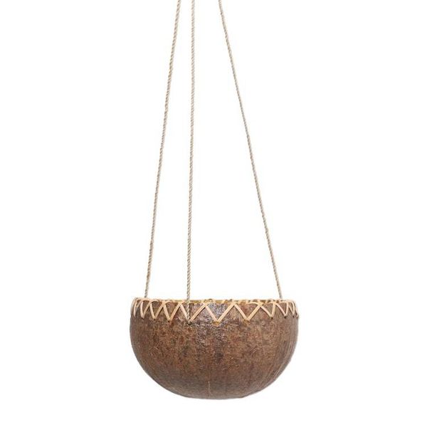 Alternate image for Hanging Coconut Shell Plant Pot In the Rough