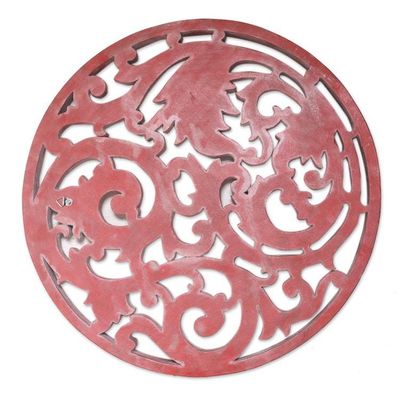 Alternate image for Hand Carved Suar Wood Relief Panel Balinese Shimmer