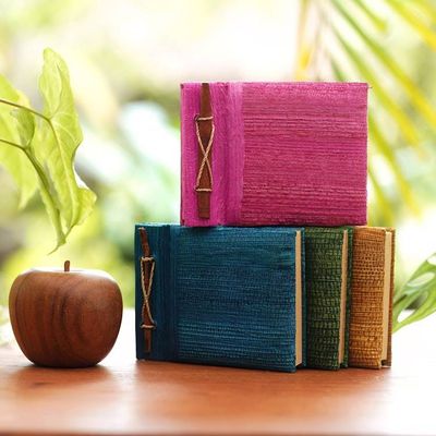 Alternate image for Colorful Natural Fiber Journals from Bali Artisan Set of 4 Ubud Memoirs