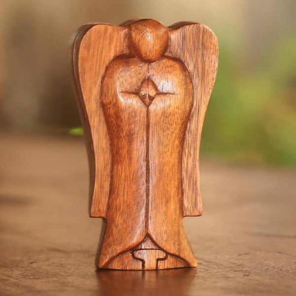Alternate image for Handmade Suar Wood Angel Puzzle Box from Bali Angelic Protection