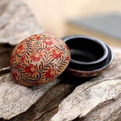 Alternate image for Balinese Round Wood Batik Decorative Box Batik Circle