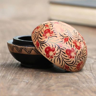 Alternate image for Balinese Round Wood Batik Decorative Box Batik Circle
