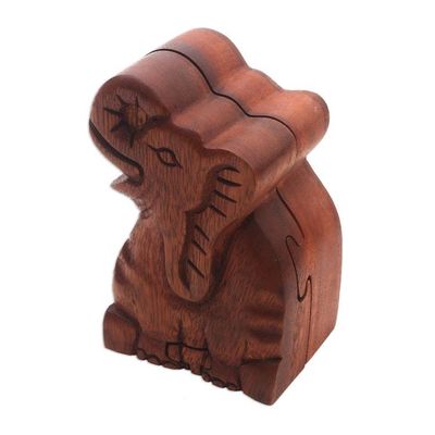 Alternate image for Elephant Theme Wood Puzzle Box Elephant Secret