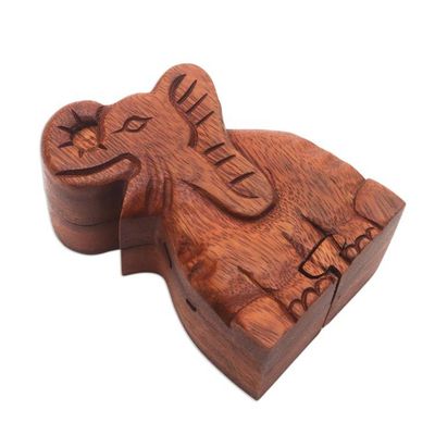 Alternate image for Elephant Theme Wood Puzzle Box Elephant Secret