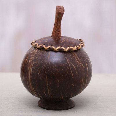 Alternate image for Coconut Shell Decorative Box Hand Carved in Bali Berry Keeper
