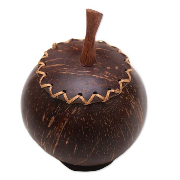 Alternate image for Coconut Shell Decorative Box Hand Carved in Bali Berry Keeper