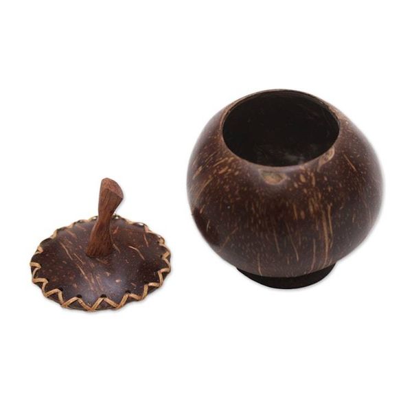 Alternate image for Coconut Shell Decorative Box Hand Carved in Bali Berry Keeper