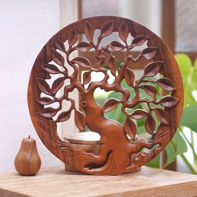 Alternate image for Hand Carved Balinese Relief Panel of the Tree of Life Venerable Tree