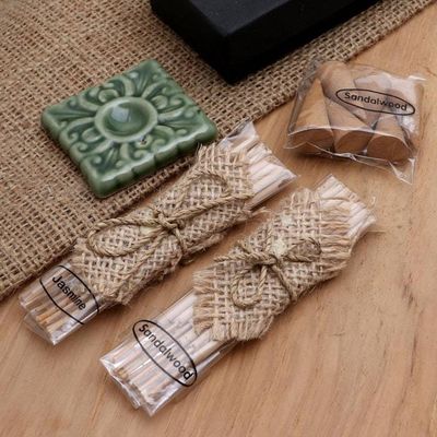 Alternate image for Handcrafted Sandalwood and Jasmine Incense Set Scents of the Tropics