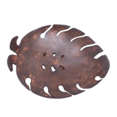 Alternate image for Handmade Tropical Leaf-Themed Coconut Soap Holder from Bali Little Monstera
