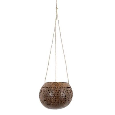 Alternate image for Coconut Shell Hanging Planter Crafted by Hand in Bali Gardening