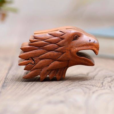 Alternate image for Suar Wood Eagle-Motif Puzzle Box Eagle Feathers