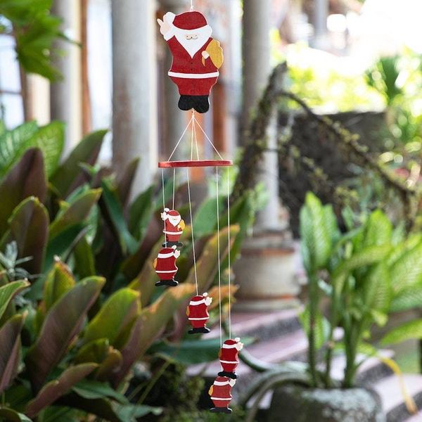 Alternate image for Hand-Painted Santa-Themed Albesia Wood Mobile from Bali Waving Santa