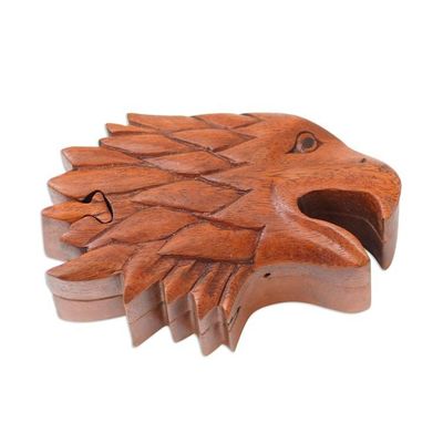 Alternate image for Suar Wood Eagle-Motif Puzzle Box Eagle Feathers