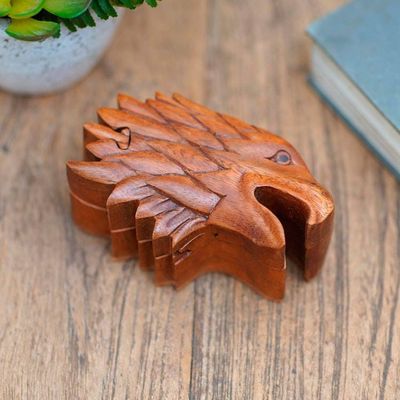 Alternate image for Suar Wood Eagle-Motif Puzzle Box Eagle Feathers