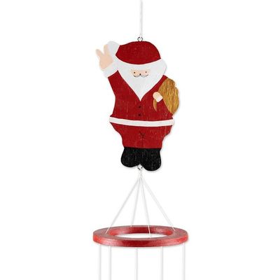 Alternate image for Hand-Painted Santa-Themed Albesia Wood Mobile from Bali Waving Santa