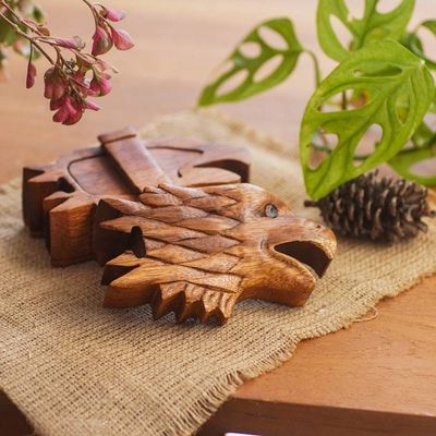 Alternate image for Suar Wood Eagle-Motif Puzzle Box Eagle Feathers