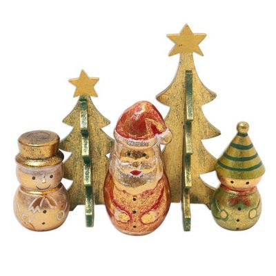 Alternate image for Distressed-Finish Decorative Christmas Accents Set of 5 Santa and Friends