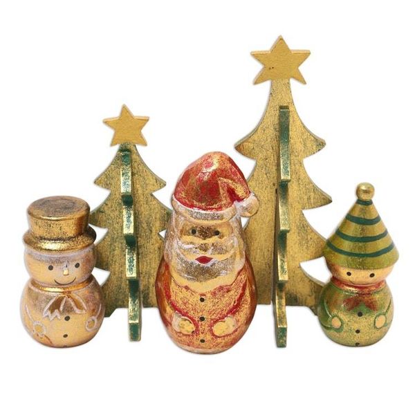 Alternate image for Distressed-Finish Decorative Christmas Accents Set of 5 Santa and Friends