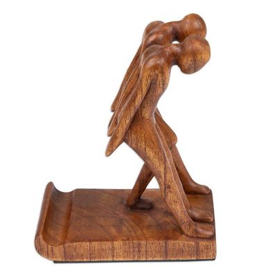 Alternate image for Handcrafted Inspirational Jempinis Wood Phone Holder Strong Brotherhood