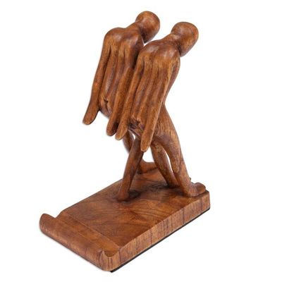 Alternate image for Handcrafted Inspirational Jempinis Wood Phone Holder Strong Brotherhood