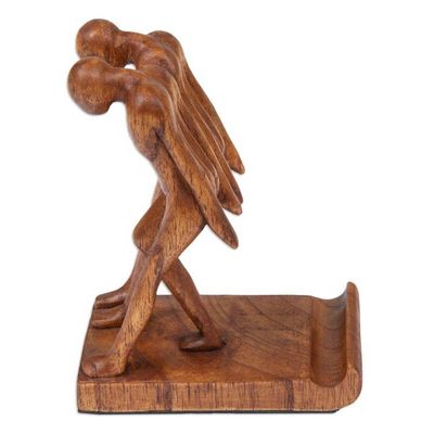 Alternate image for Handcrafted Inspirational Jempinis Wood Phone Holder Strong Brotherhood