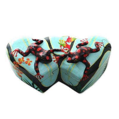 Alternate image for Frog and Heart-Themed Wood Jewelry Box Twin Frogs