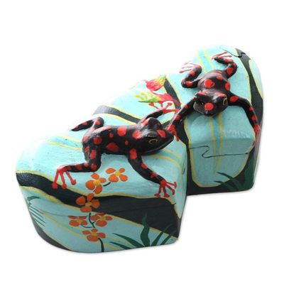 Alternate image for Frog and Heart-Themed Wood Jewelry Box Twin Frogs